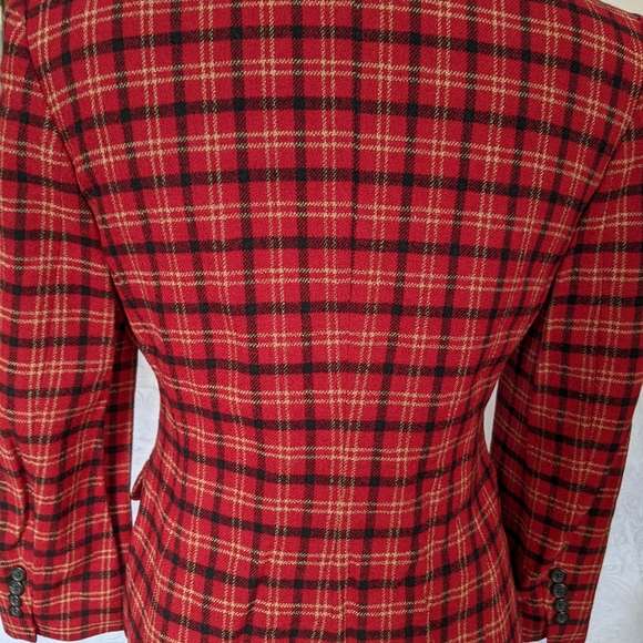 Ralph Lauren Red Plaid Jacket with Faux Fur Collar - Picture 3 of 6